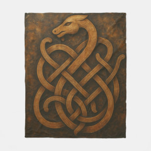 Norse Wolf Sigil – Viking Rune Art on Black Stone Fleece Blanket