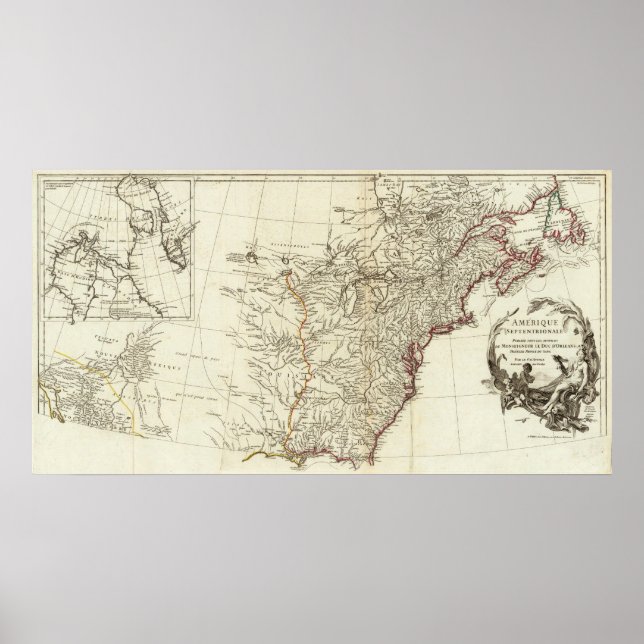 North America 1763 Boundaries inset map Poster (Front)