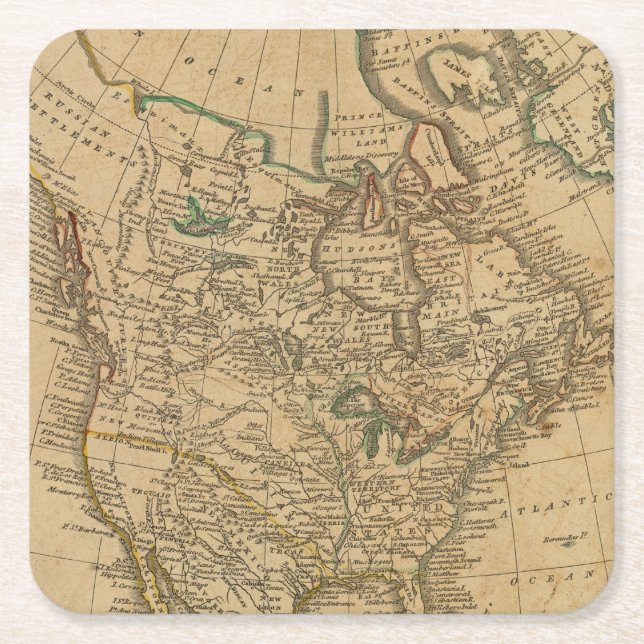 North America 3 Square Paper Coaster (Front)