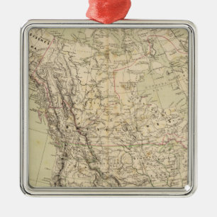 North America Atlas Map showing Indian tribes Metal Tree Decoration