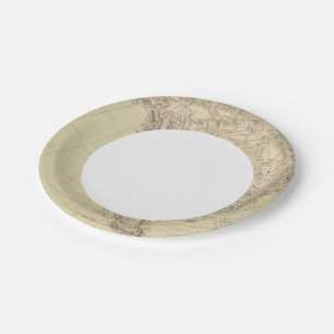 North America Atlas Map showing Indian tribes Paper Plate