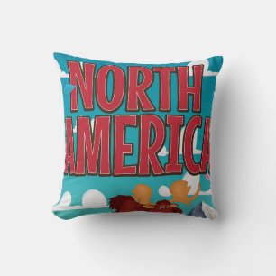 North america cartoon travel poster art. cushion