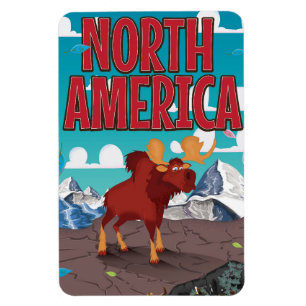 North america cartoon travel poster art. magnet
