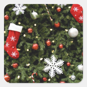 North America. Christmas decorations on tree. 2 Square Sticker