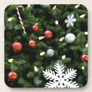 North America. Christmas decorations on tree. 4 Coaster