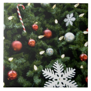North America. Christmas decorations on tree. 4 Tile