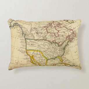 North America Engraved map Decorative Cushion