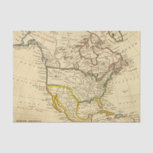North America Engraved map Tissue Paper