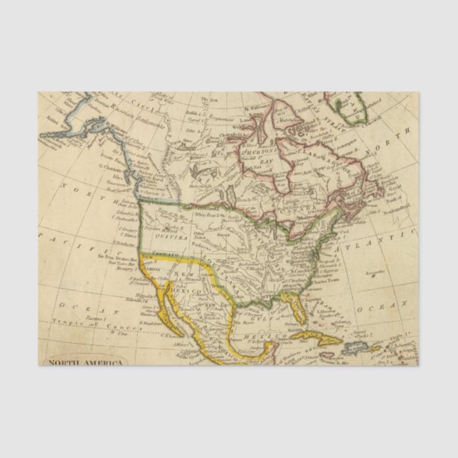 North America Engraved map Tissue Paper (Front)
