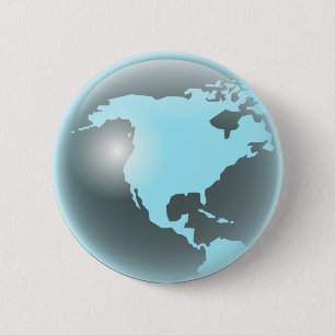 North America Glass Globe 6 Cm Round Badge
