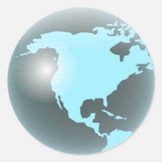 North America Glass Globe Classic Round Sticker