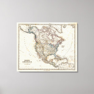 North America Map by Stieler Canvas Print