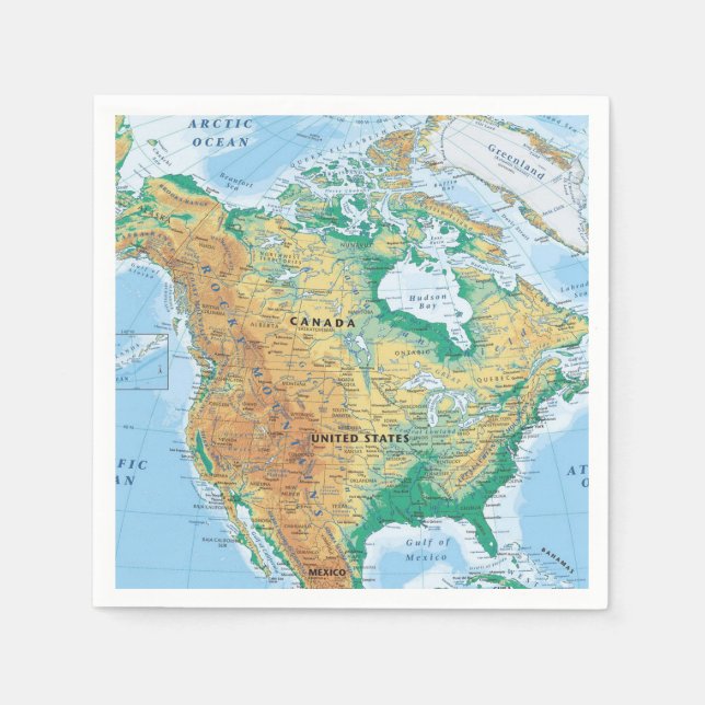 North America Map Napkin (Front)