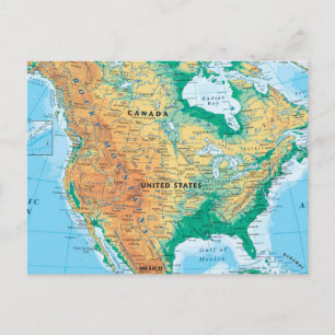North America Map Postcard