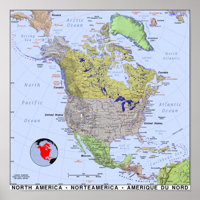 North America Map Poster (Front)