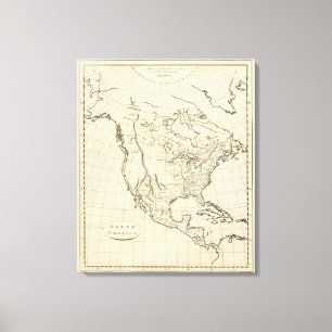 North America outline map Canvas Print