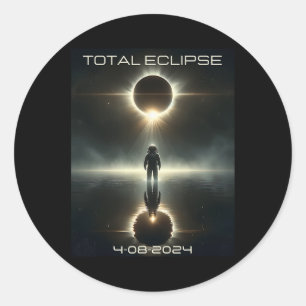 North America Total Solar Eclipse 2024 Astronomy  Classic Round Sticker