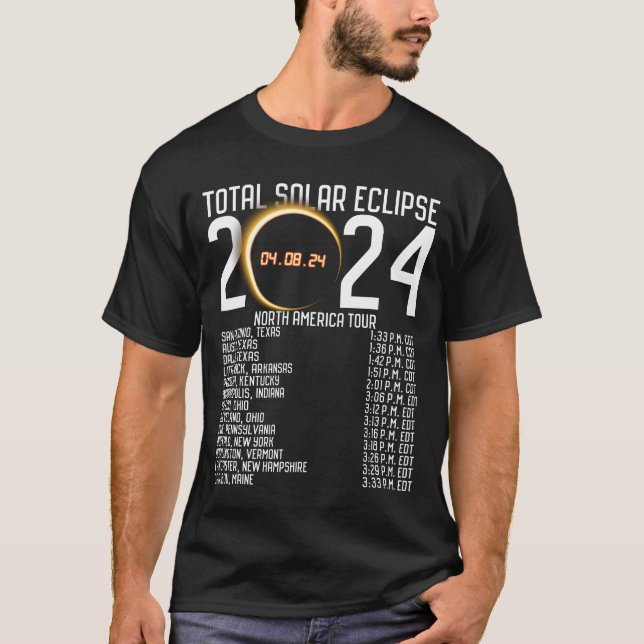 North America Tour 2024 Totality Solar Eclipse T-Shirt (Front)