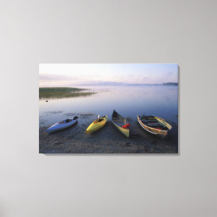 North America, US, ME, Boats on the shore of Canvas Print