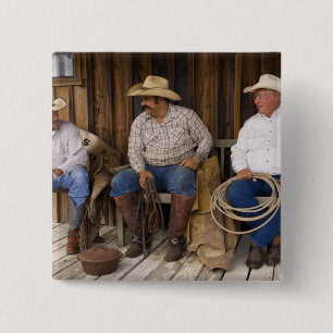 North America, USA. Cowboys relaxing and 15 Cm Square Badge