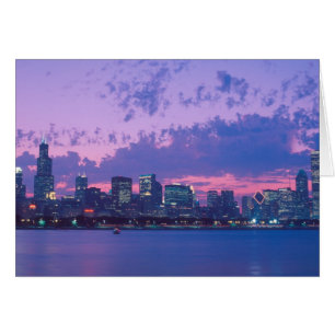 North America, USA, IL. Chicago skyline at dusk