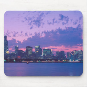 North America, USA, IL. Chicago skyline at dusk Mouse Pad