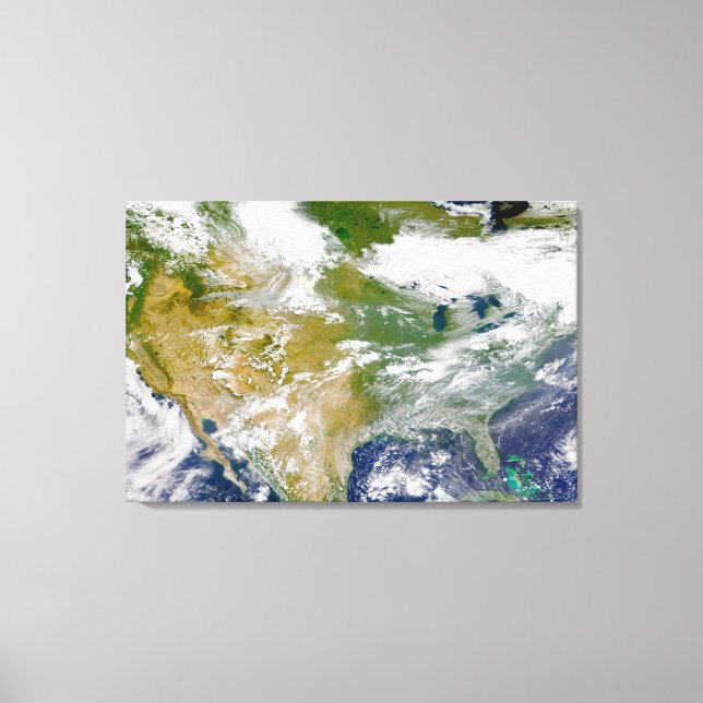 North America With Smoke Visible In Locations. Canvas Print (Front)
