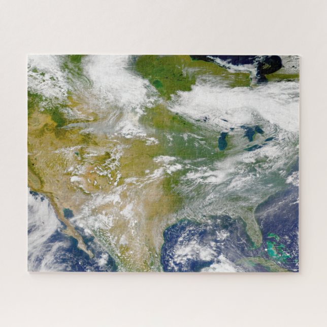 North America With Smoke Visible In Locations. Jigsaw Puzzle (Horizontal)