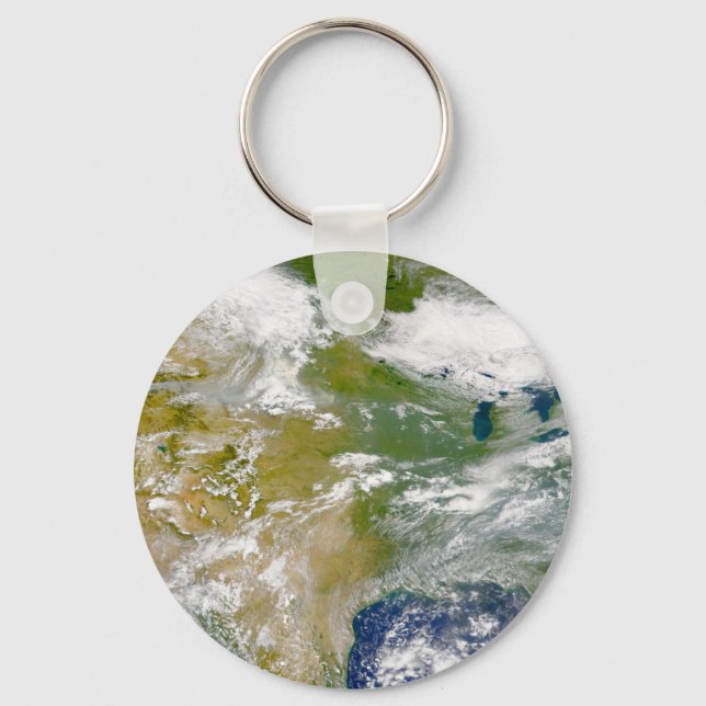 North America With Smoke Visible In Locations. Key Ring (Front)