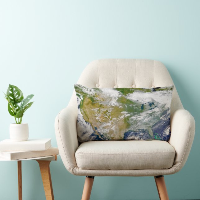 North America With Smoke Visible In Locations. Lumbar Cushion (Chair)