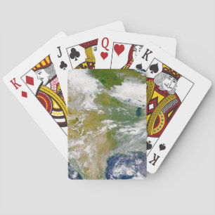 North America With Smoke Visible In Locations. Playing Cards
