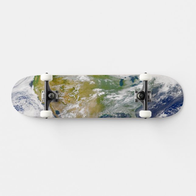 North America With Smoke Visible In Locations. Skateboard (Horz)