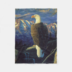 North American Bald Eagle & Mountains Fleece Blanket