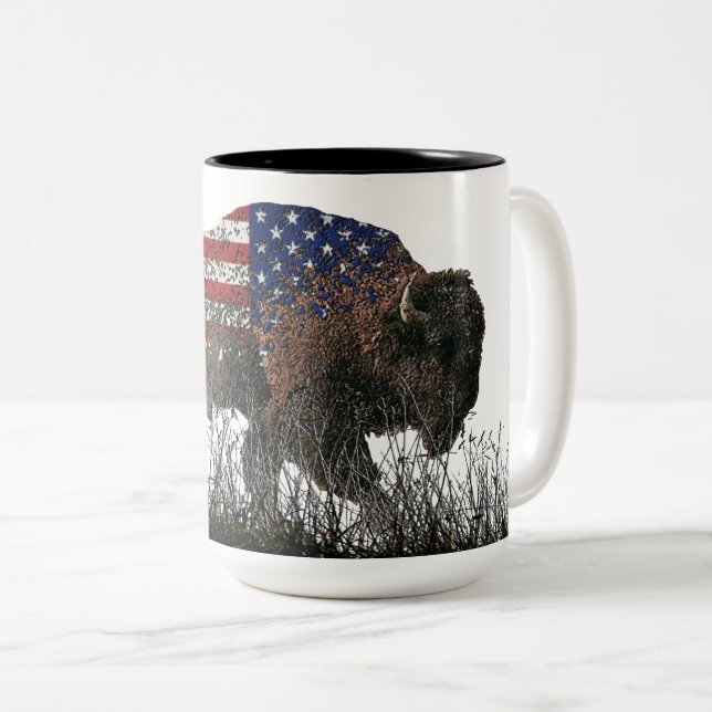 North American Buffalo Two-Tone Coffee Mug (Front Right)