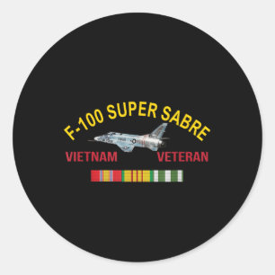 North American F-100 Super Sabre Vietnam Veteran F Classic Round Sticker