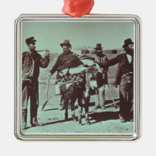 North American gold diggers, c.1849 (b/w photo) Metal Tree Decoration