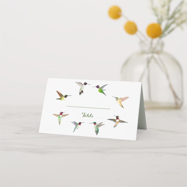 North American Hummingbirds Wedding Place Card (Front)