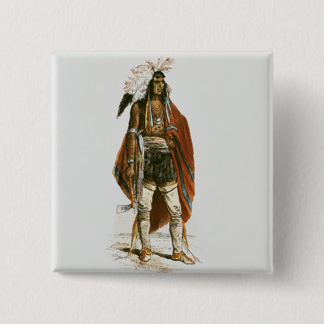 North American Indian 15 Cm Square Badge (Front)