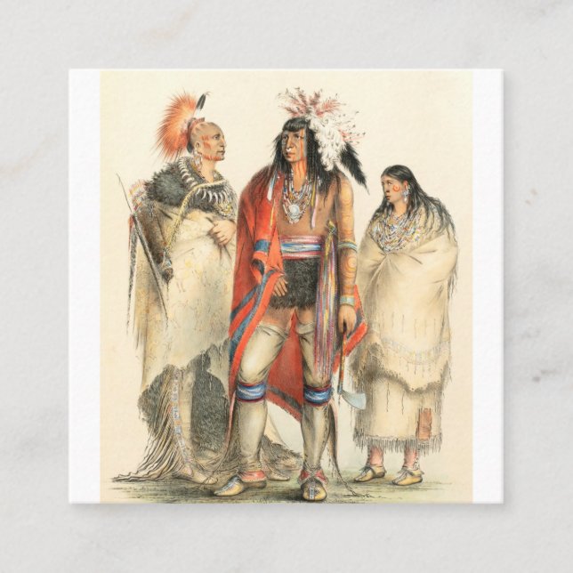 North American Indian 1832 George Catlin Square Business Card (Front)
