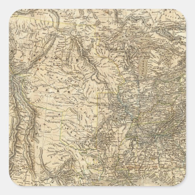 North American Map Square Sticker (Front)