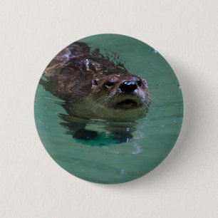 North American River Otter 6 Cm Round Badge