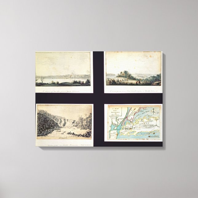 North American Scenes and a map of New York Canvas Print (Front)