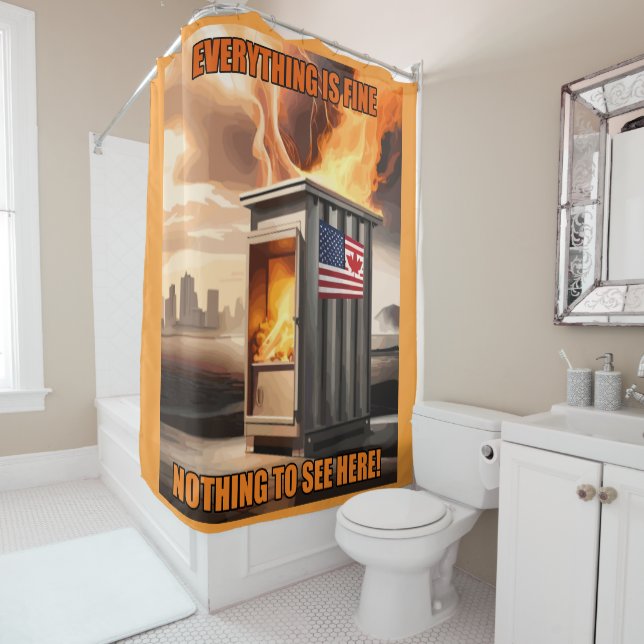 North American Unity: Going Up in Smoke Shower Curtain (In Situ)