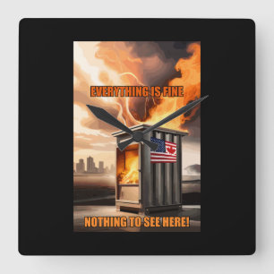 North American Unity: Going Up in Smoke Square Wall Clock