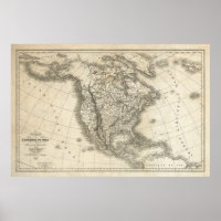 North American Vintage Map Poster