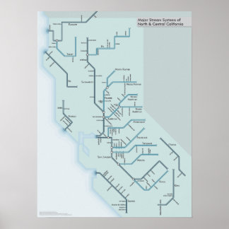 North and Central California Rivers 18" x 24" Poster