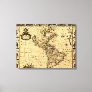 North and South AmericaPanoramic Map Canvas Print