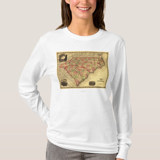 North and South CarolinaPanoramic Map T-Shirt (Front)
