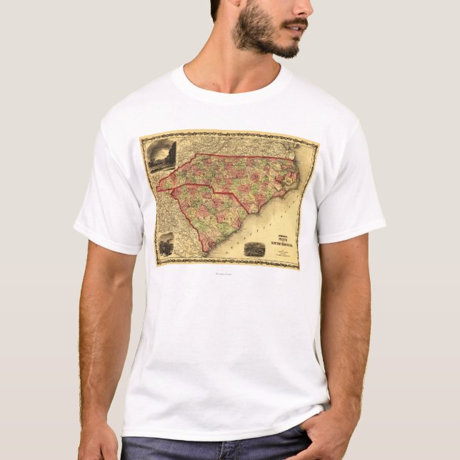 North and South CarolinaPanoramic Map T-Shirt (Front)