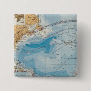 North Atlantic Ocean Map 15 Cm Square Badge